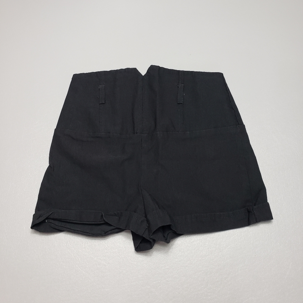 valia solid black high rise short shorts women's size small